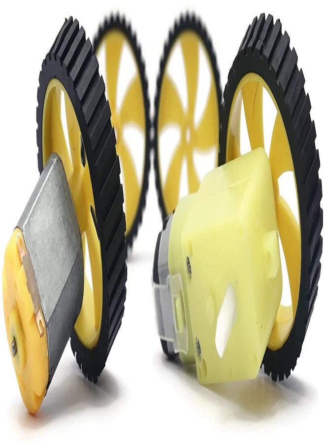 إلكترونيك سبايسس مجموعة توابل إلكترونية من 4 عجلات - 4512 إطار مطاطي متين أصفر اللون 45 مم لمحرك BO DC لسيارات الألعاب الإلكترونية ومشاريع الكليات المدرسية (45 مم × 11 مم) - Image 3